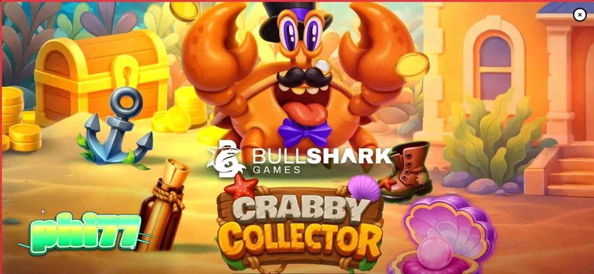 Crabby Collector slot game interface na may makulay na underwater theme at crab character.